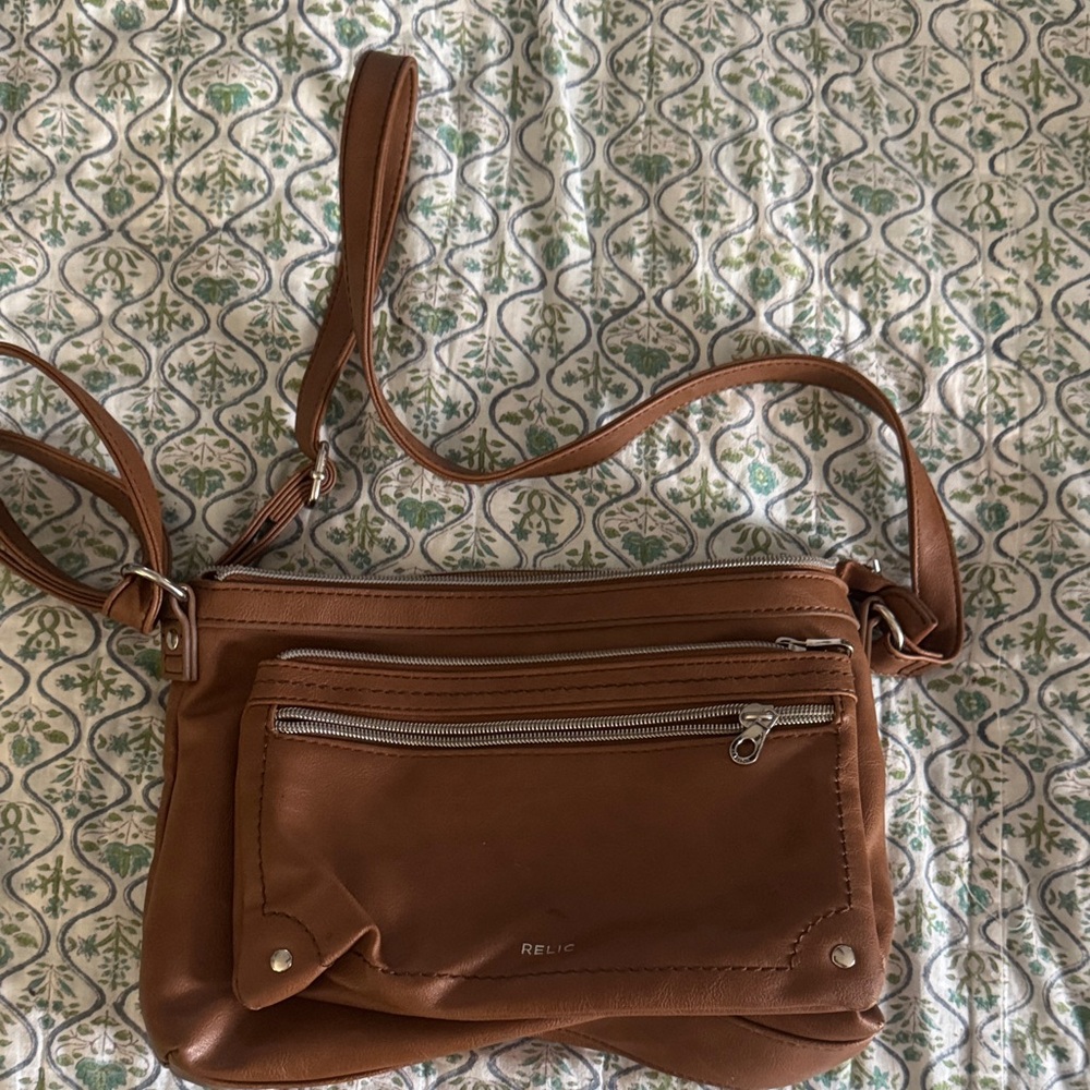 Relic Tan Crossbody Bag with Zipper Pockets